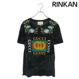 グッチ(Gucci)のグッチ  17AW  457936 X3G61 ダメージ・ブリーチ加工フローラルエンブロイダリーロゴTシャツ メンズ XS(Tシャツ/カットソー(半袖/袖なし))