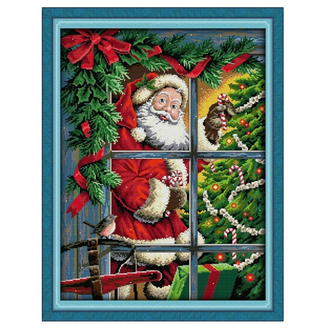 クロスステッチキット サンタクロース クリスマス プレゼント クリスマスツリー ハンドメイドの素材/材料(生地/糸)の商品写真