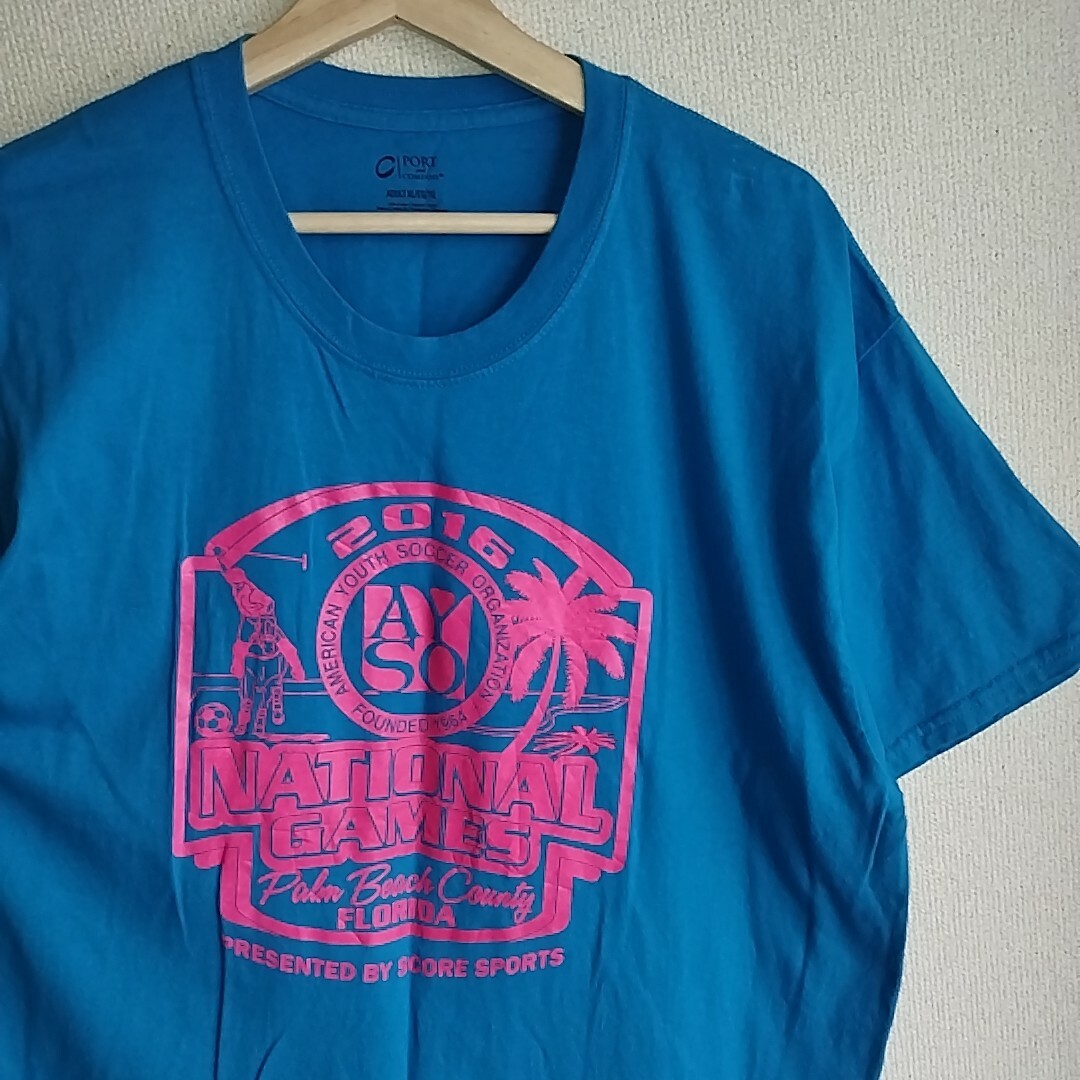 PORT&CO. Tシャツ　ブルー　XLサイズ　NATIONAL GAMES メンズのトップス(Tシャツ/カットソー(半袖/袖なし))の商品写真