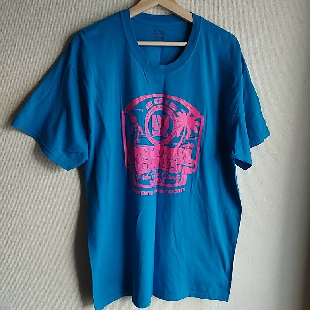 PORT&CO. Tシャツ　ブルー　XLサイズ　NATIONAL GAMES メンズのトップス(Tシャツ/カットソー(半袖/袖なし))の商品写真