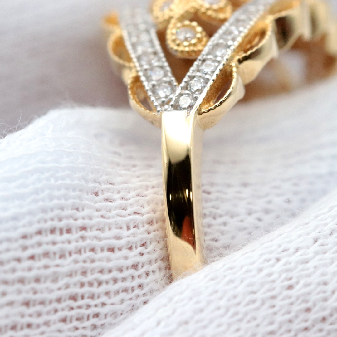 Dior(ディオール)の美品 ディオール レースデザイン リング 16.5号 ダイヤモンド 750 K18YG K18WG イエローゴールド ホワイトゴールド レディース 指輪 Dior レディースのアクセサリー(リング(指輪))の商品写真