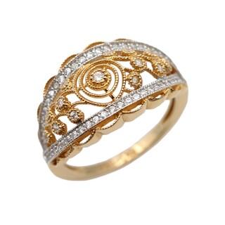 ディオール(Dior)の美品 ディオール レースデザイン リング 16.5号 ダイヤモンド 750 K18YG K18WG イエローゴールド ホワイトゴールド レディース 指輪 Dior(リング(指輪))