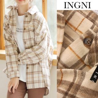 イング(INGNI)のイング シャギー チェック 厚手シャツ cpo アイボリー(シャツ/ブラウス(長袖/七分))