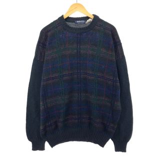 バーバリー(BURBERRY)の古着 バーバリー Burberry's チェック柄 ウールニットセーター スコットランド製 メンズXXL /eaa396553(ニット/セーター)