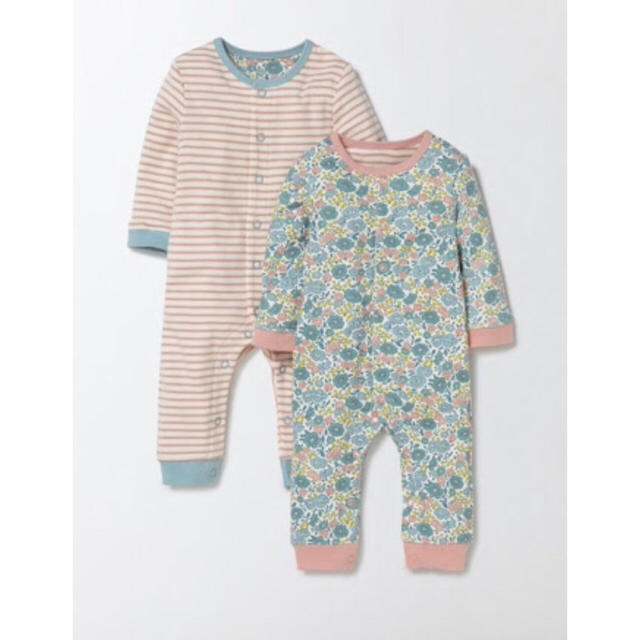 PETIT BATEAU(プチバトー)の新品 ＊ ミニボーデン バラ売り ブルーグリーンの花畑 長袖ロンパース 6m キッズ/ベビー/マタニティのベビー服(~85cm)(ロンパース)の商品写真