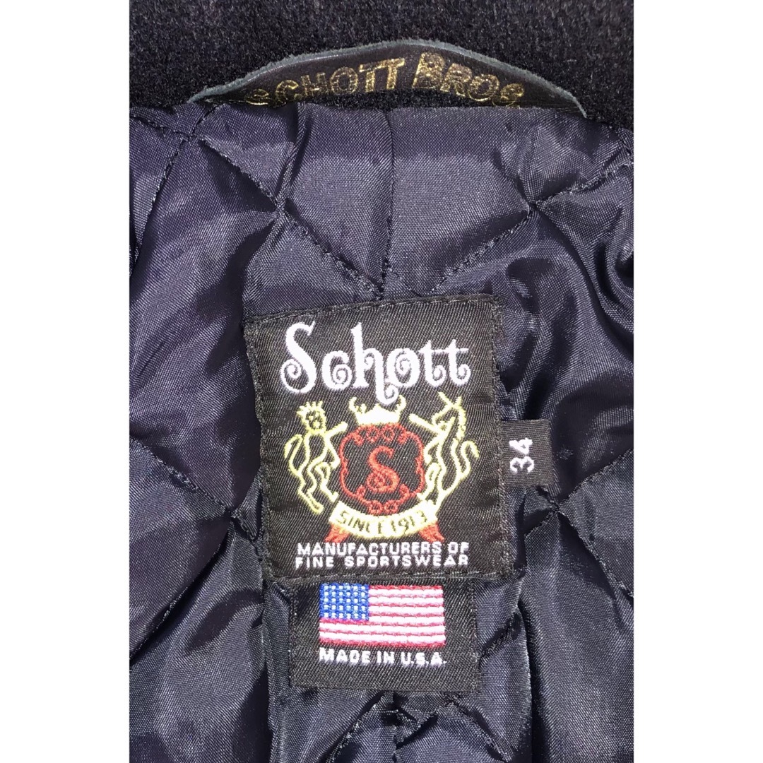 schott(ショット)の良品 Schott 769 ライダースPコート 34 黒 銀 ライダースコート メンズのジャケット/アウター(ピーコート)の商品写真