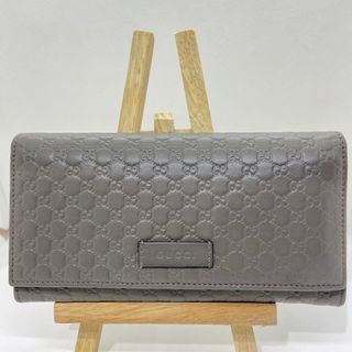 グッチ(Gucci)のグッチ　長財布　マイクログッチ　シマレザー　グレー　レディース(財布)