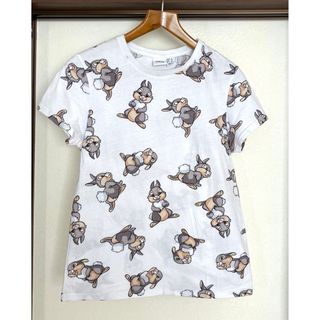 ディズニー(Disney)の【Ladies'】 Disney うさぎのサンパー柄 ホワイト Tシャツ(Tシャツ(半袖/袖なし))