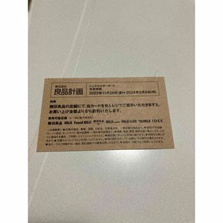 ムジルシリョウヒン(MUJI (無印良品))の良品計画　株主優待　無印良品　シェアホルダーカード(ショッピング)