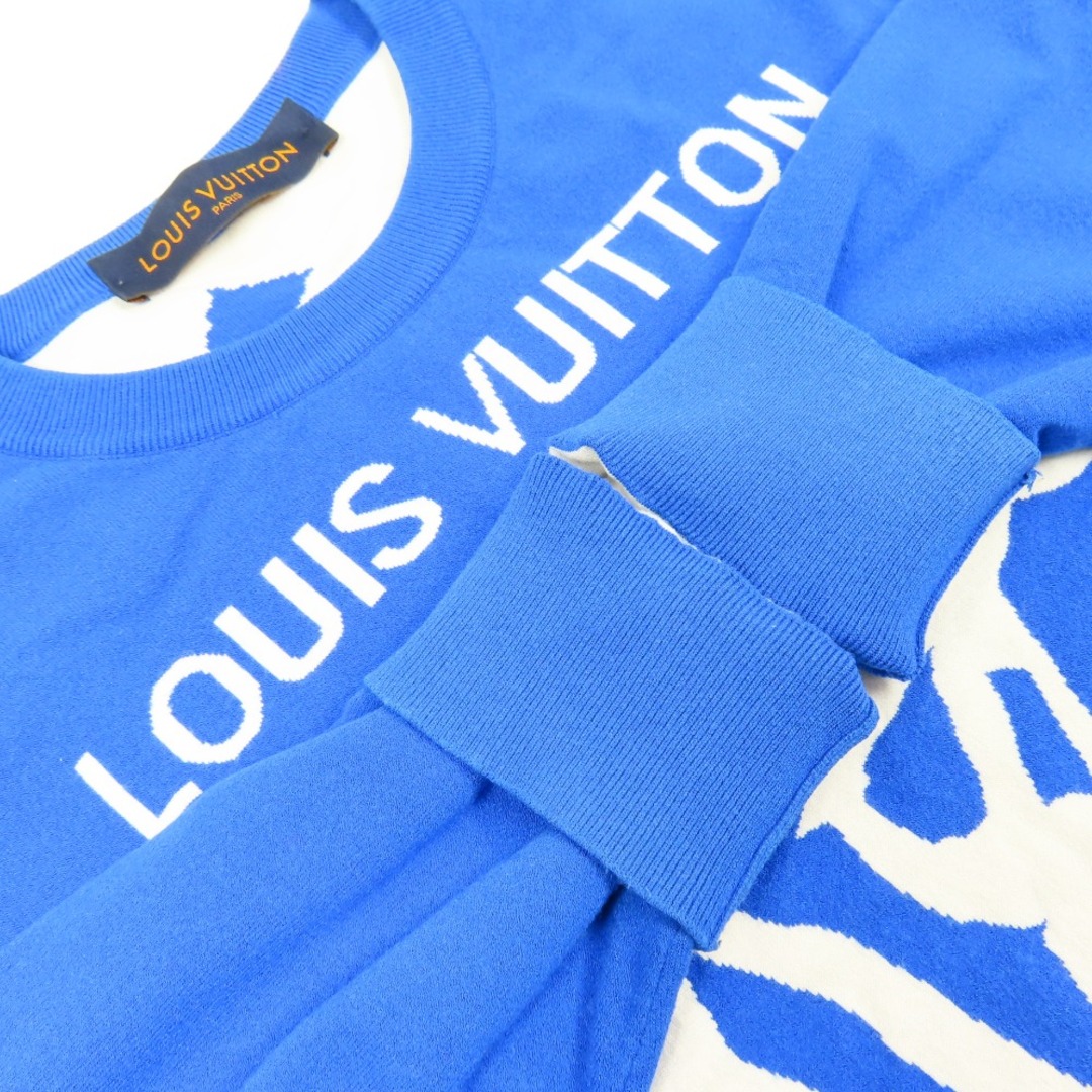 LOUIS VUITTON(ルイヴィトン)の極美品 LOUIS VUITTON ルイヴィトン スクリブルインターシャ クルーネックニット 服 トップス ロゴ M スウェット レーヨン/ポリエステル ブルー メンズ【中古】 メンズのトップス(スウェット)の商品写真