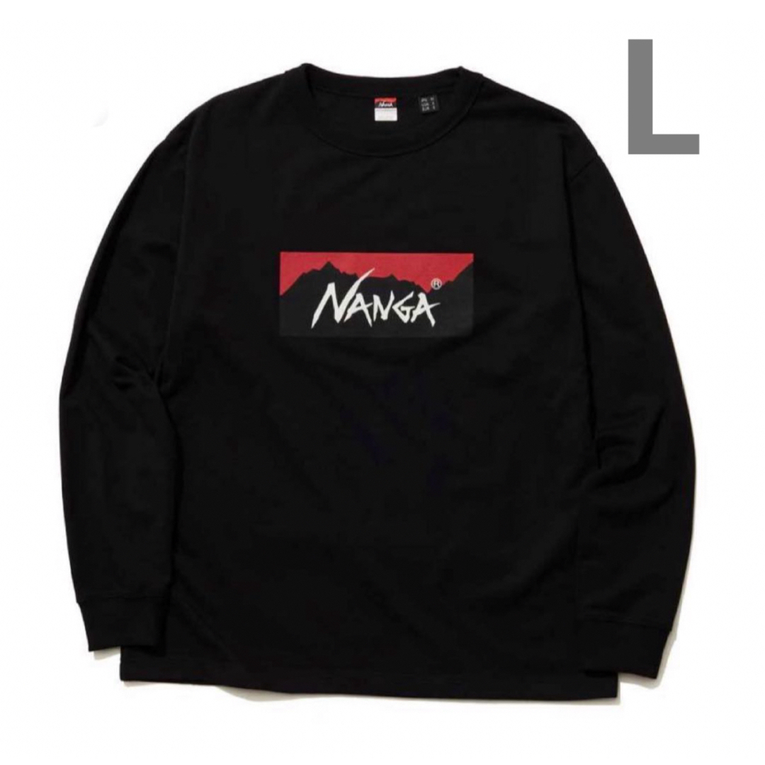 NANGA(ナンガ)のNANGA ナンガ　エコハイブリッド　ボックスロゴ ロングスリーブ ブラック　L メンズのトップス(Tシャツ/カットソー(七分/長袖))の商品写真