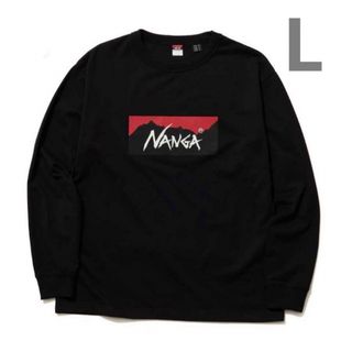 ナンガ(NANGA)のNANGA ナンガ　エコハイブリッド　ボックスロゴ ロングスリーブ ブラック　L(Tシャツ/カットソー(七分/長袖))