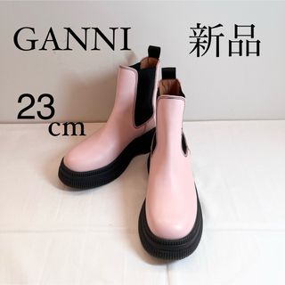 GANNI ガニー　レザーショートブーツ　ピンク23cm(ブーツ)