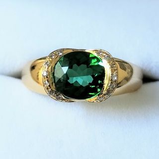 ダイヤモンド×グリーントルマリン リング K18YG 1.70ct 6.8g(リング(指輪))