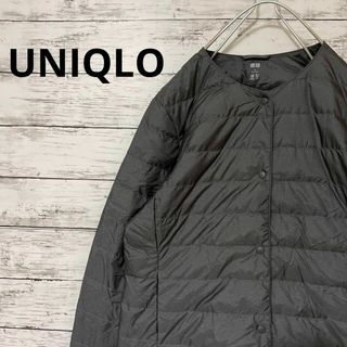 ユニクロ(UNIQLO)のUNIQLO ウルトラライトダウンジャケット ノーカラー グレー 定番 人気(ダウンジャケット)