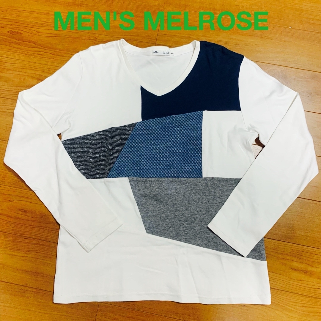 MEN'S MELROSE(メンズメルローズ)の★MEN'S MELROSE   Ｖネック　ロンT   長袖　Tシャツ　ホワイト メンズのトップス(Tシャツ/カットソー(七分/長袖))の商品写真