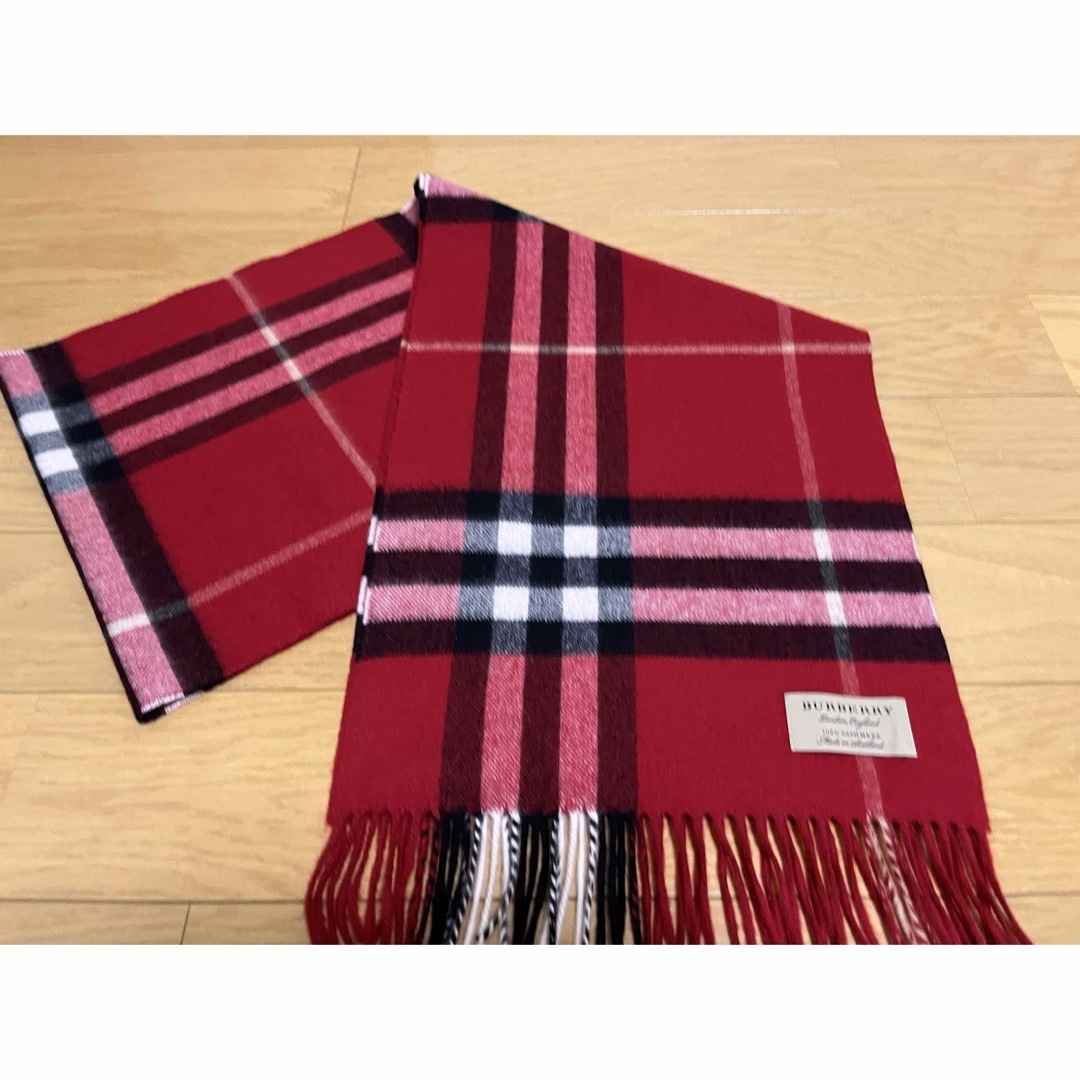 初回限定 BURBERRY バーバリー マフラー カシミア100％ 赤系 美品 | tn