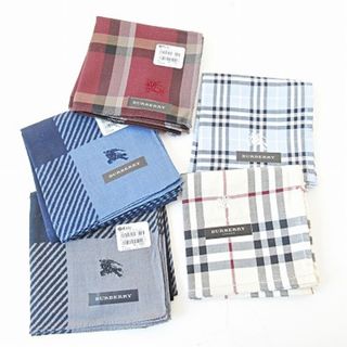 バーバリー(BURBERRY)のバーバリー ハンカチ 5枚 5点 まとめ セット ノバチェック ロゴ刺繍(ハンカチ/ポケットチーフ)