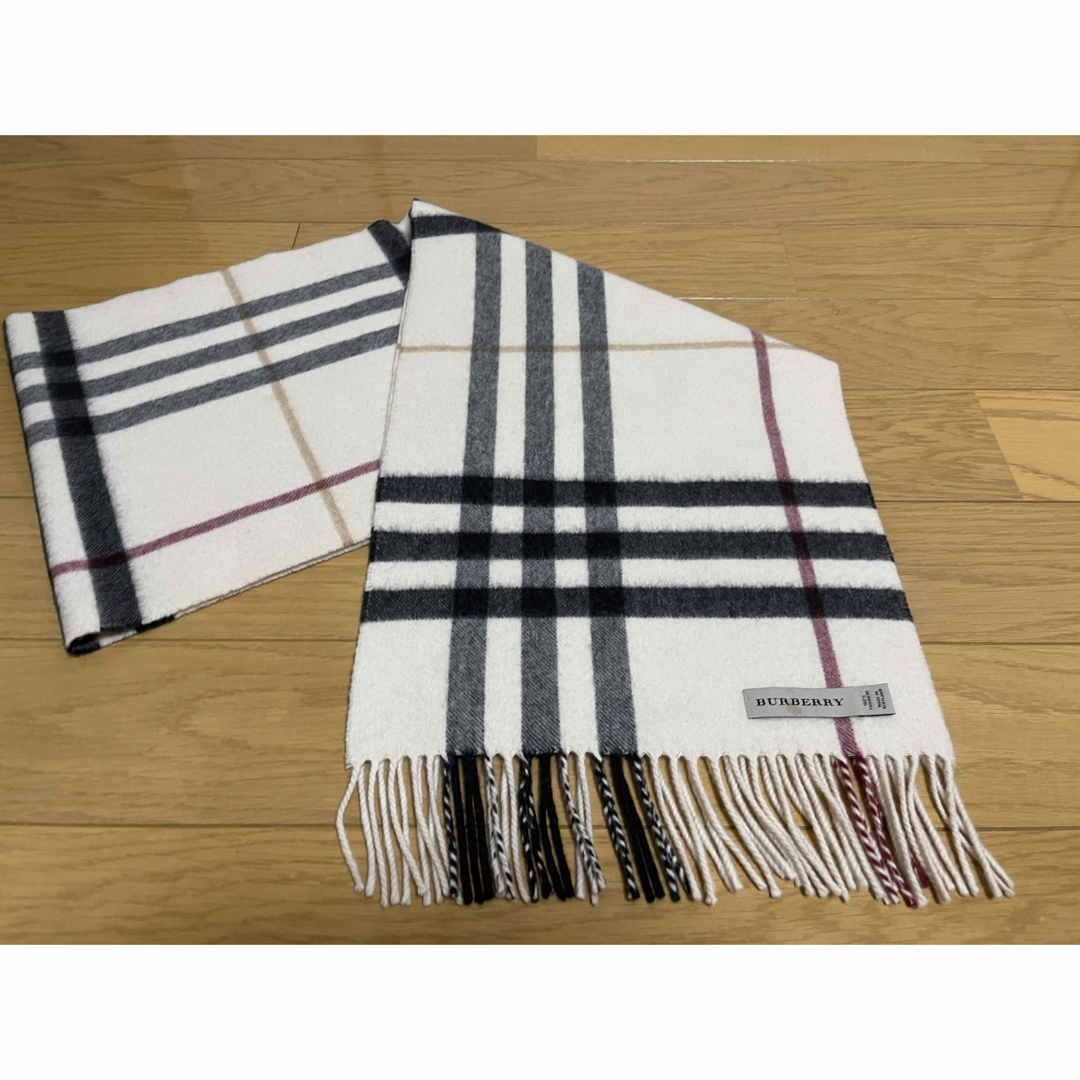 BURBERRY - BURBERRY バーバリー マフラー カシミア100% アイボリー