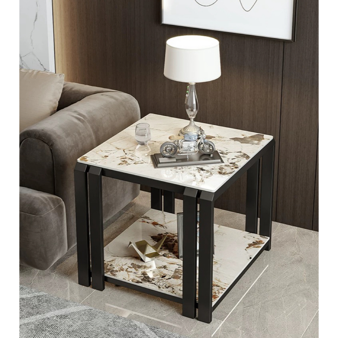 ローテーブル ミニテーブル．アンティーク調 人造大理石 センターテーブル写真通り材質