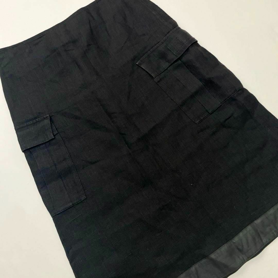 L'EQUIPE(レキップ)のcu289/レキップヨシエイナバ リネンスカート 麻100% 黒 オシャレ レディースのスカート(ロングスカート)の商品写真
