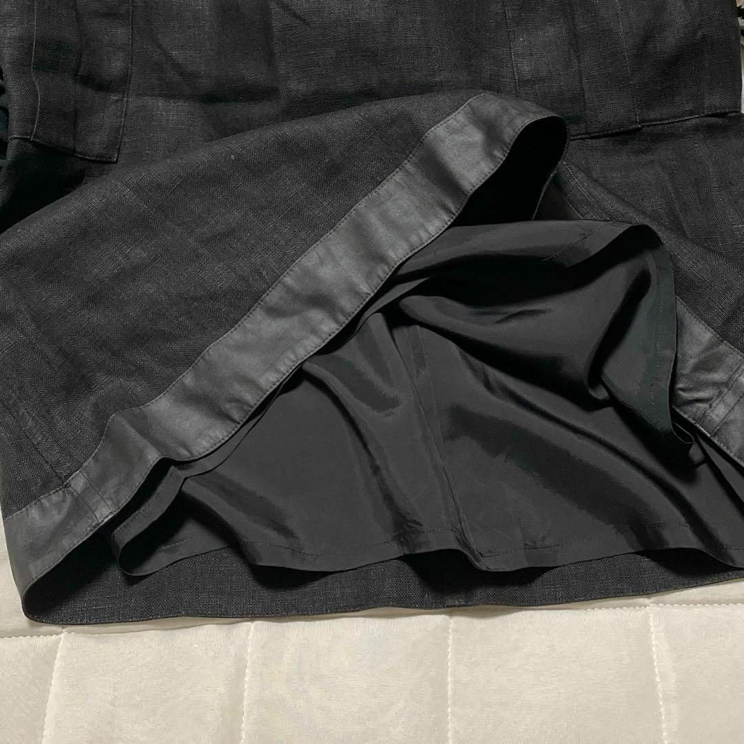 L'EQUIPE(レキップ)のcu289/レキップヨシエイナバ リネンスカート 麻100% 黒 オシャレ レディースのスカート(ロングスカート)の商品写真