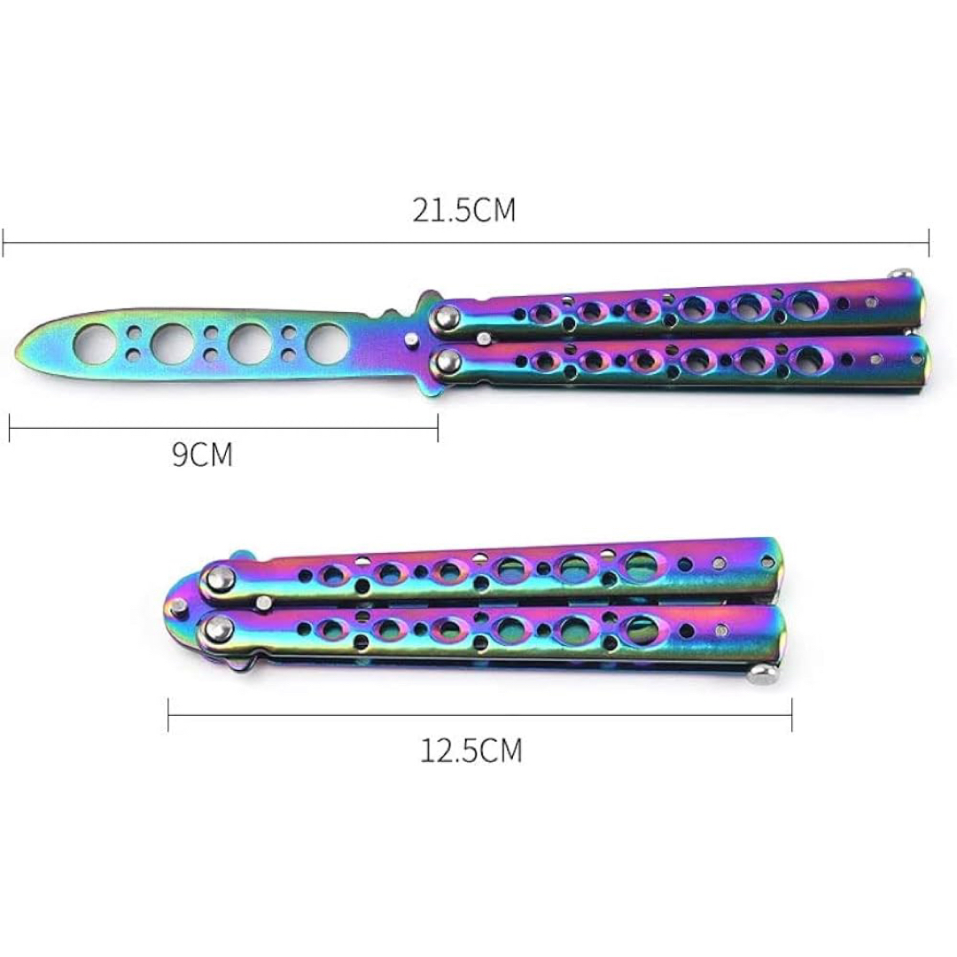 2個 バタフライナイフ、未開刃練習刀、武術練習用練習刀金属の折りたたみ式刀練習刀 エンタメ/ホビーのミリタリー(個人装備)の商品写真