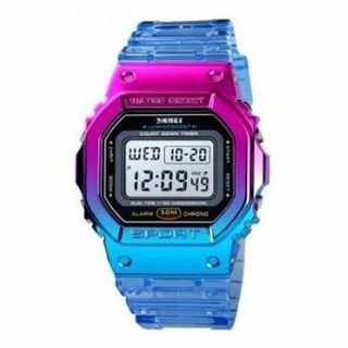 SKMEI 1622 デジタルウォッチ (メタリックケース・ブルー)(腕時計)