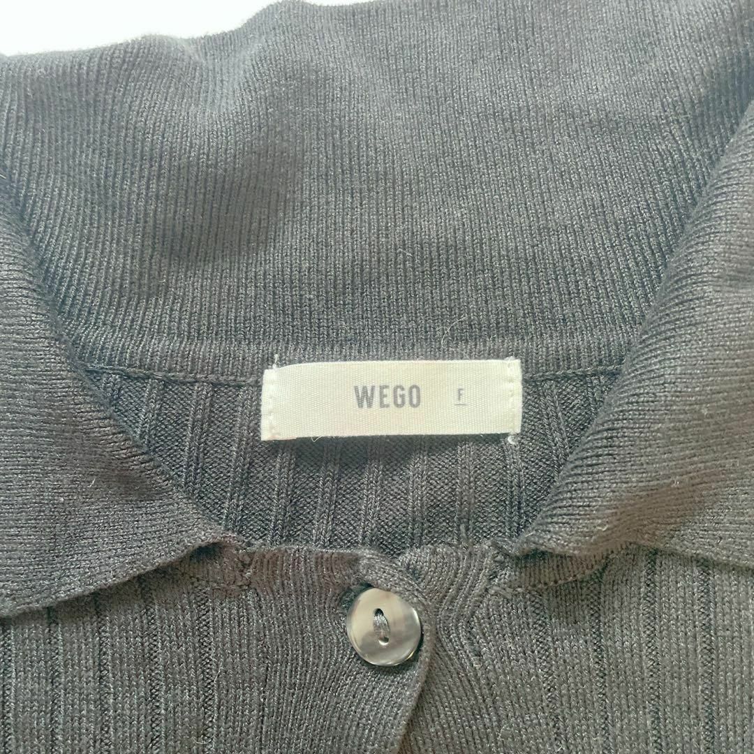 WEGO(ウィゴー)のcu321/WEGO/ウィゴー 薄手長袖ニットカーディガン 黒 シンプル ボタン レディースのトップス(カーディガン)の商品写真