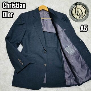 クリスチャンディオール(Christian Dior)のChristian Dior テーラードジャケット 銀ボタン モヘヤ混 紺 A5(テーラードジャケット)