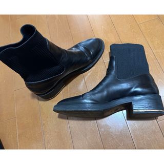 ザラ(ZARA)のZARA サイドゴア ニット ニットアンクル ショートブーツ ブラック 37(ブーツ)