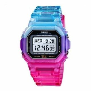 SKMEI 1622 デジタルウォッチ (透明ケース・複合カラー①)(腕時計)