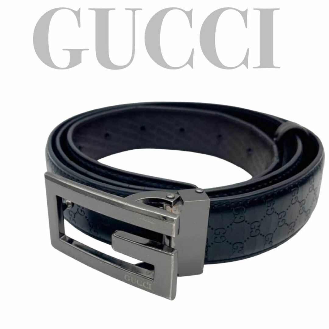 Gucci(グッチ)のGUCCI グッチ GG柄 ブラック黒レザー メンズのファッション小物(ベルト)の商品写真