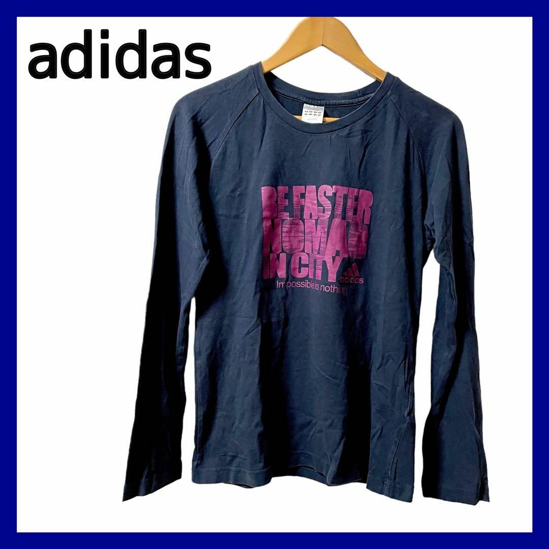 adidas(アディダス)のアディダス adidas 長袖Tシャツ ネイビー M ユニセックス レディースのトップス(Tシャツ(長袖/七分))の商品写真