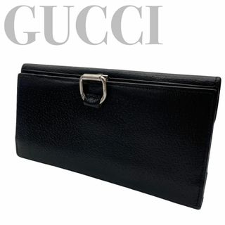 グッチ(Gucci)のGUCCI グッチ長財布 クリップ レザー黒ブラック(長財布)