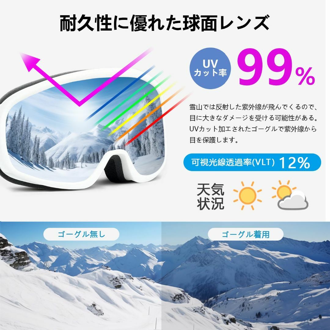 スキーゴーグル スノーボード ゴーグル 雪山 雪 登山 曇り止め 男女