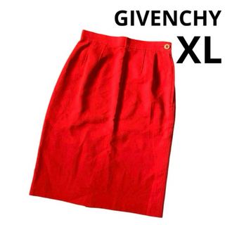 ジバンシィ(GIVENCHY)のジバンシイ  スカート　赤　ゴールド金具ボタン(ひざ丈スカート)