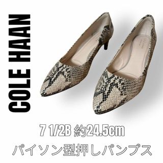 コールハーン(Cole Haan)の美品　COLE HAAN コールハーン　パイソン　型押し　24.5cm パンプス(ハイヒール/パンプス)