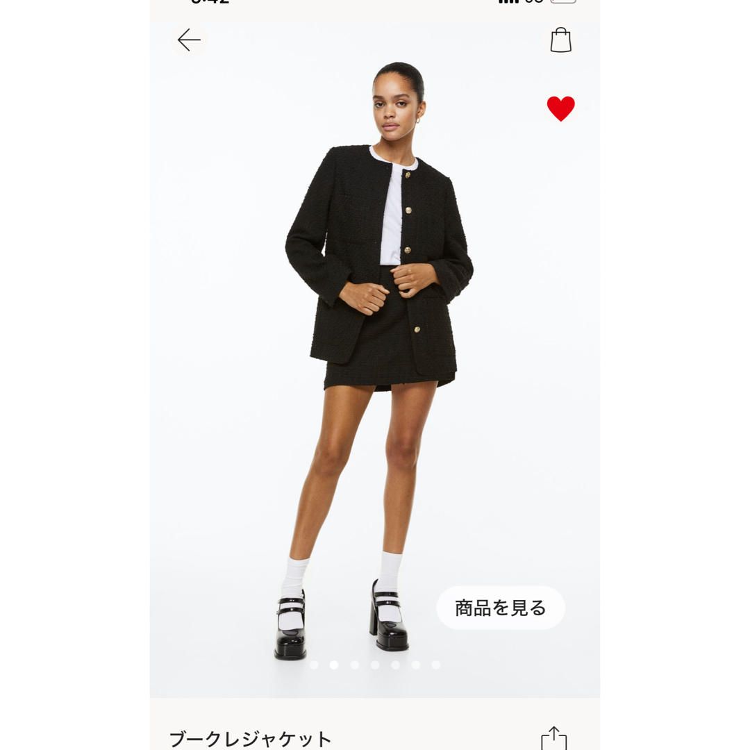 H&M(エイチアンドエム)のH＆M ブークレジャケット　m  黒　新品未着　完売 レディースのジャケット/アウター(ノーカラージャケット)の商品写真