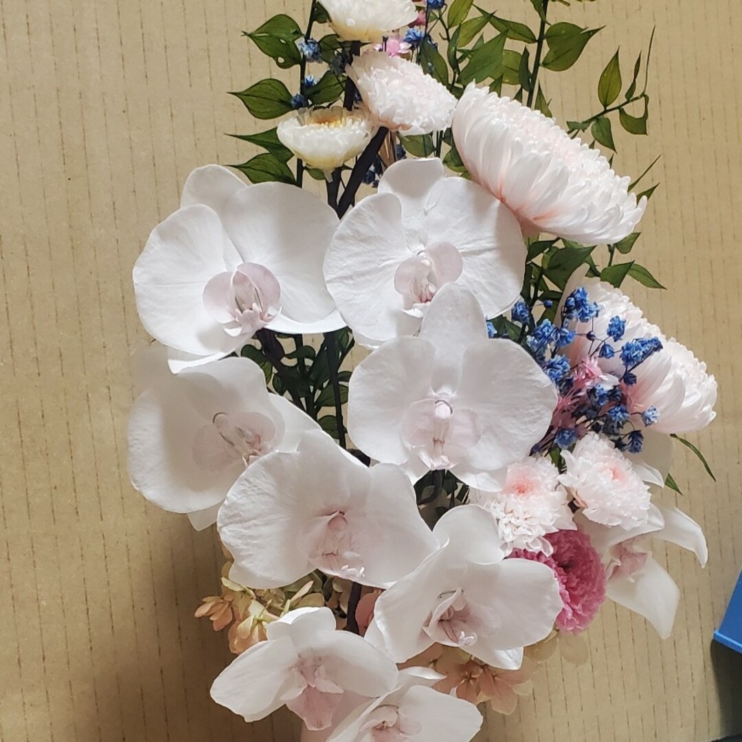 特選仏花　花瓶付き　胡蝶蘭　造花無し　プリザーブドフラワーお供え花