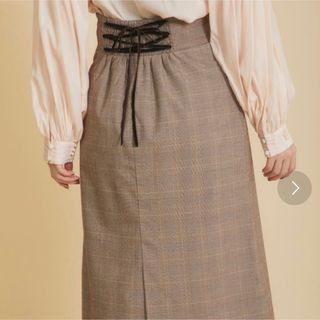 トッコクローゼット(TOCCO closet)のtocco closet レースアップデザインチェック柄タイトスカート(ひざ丈スカート)