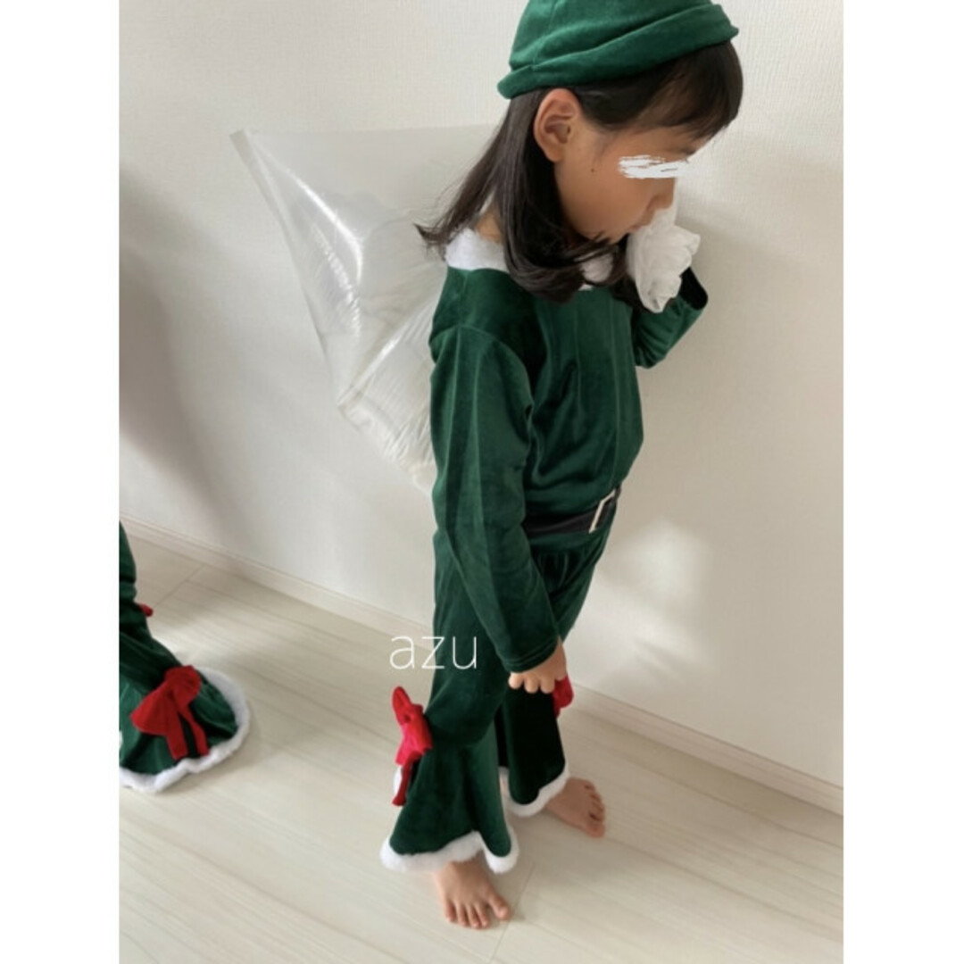 キッズ 子供服 緑 80 90 フレア セットアップ クリスマス コスプレ キッズ/ベビー/マタニティのキッズ服女の子用(90cm~)(ワンピース)の商品写真