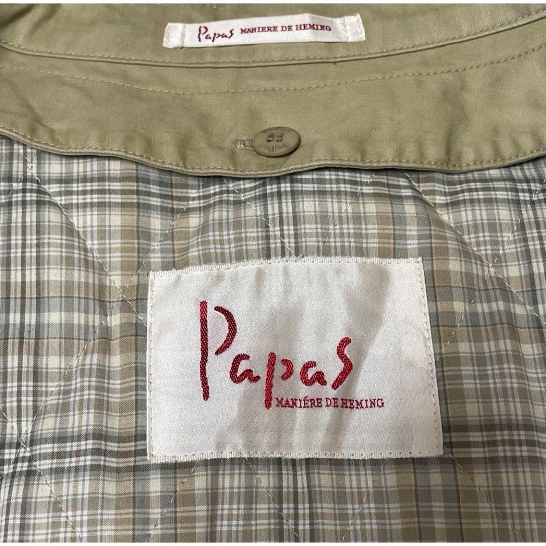 Papas トレンチコート　ライナー付き　腰ベルト　カジキマグロ刺繍　XL相当 メンズのジャケット/アウター(トレンチコート)の商品写真