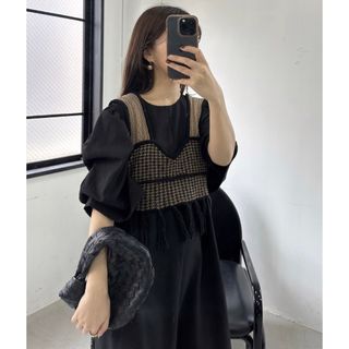 トゥデイフル(TODAYFUL)のi_am mix pattern fringe knit bustier(ベスト/ジレ)