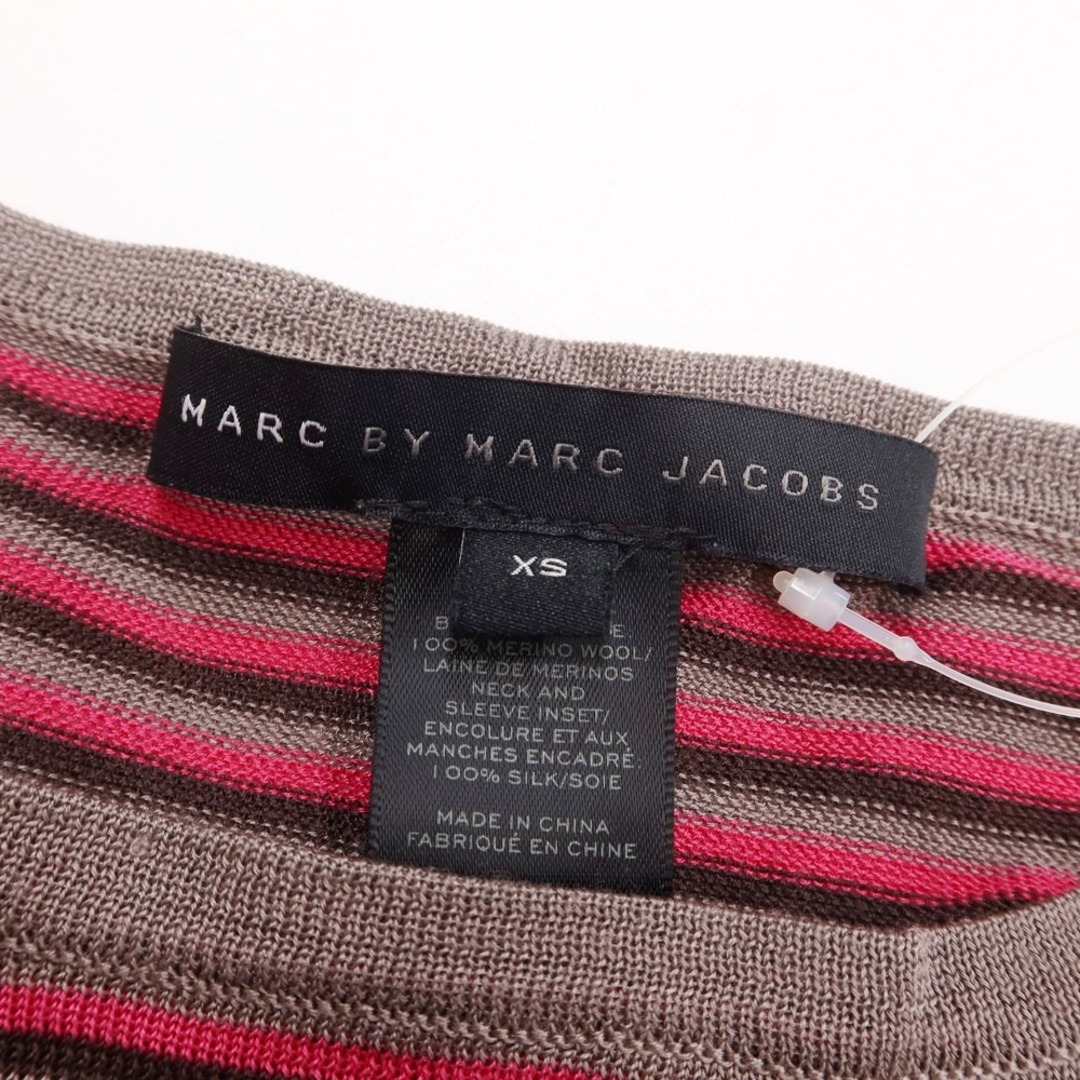 MARC BY MARC JACOBS(マークバイマークジェイコブス)の【中古】マークバイマークジェイコブス MARC BY MARC JACOBS ウール ボーダー ニット ワンピース レッドxグレー【サイズXS】【レディース】 レディースのワンピース(ひざ丈ワンピース)の商品写真