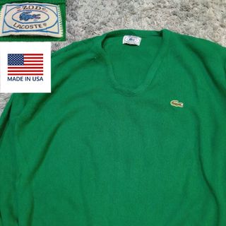 ラコステ(LACOSTE)のIZOD LACOSTE　80s 糸巻きタグ　ヴィンテージ　Vネックニット(ニット/セーター)