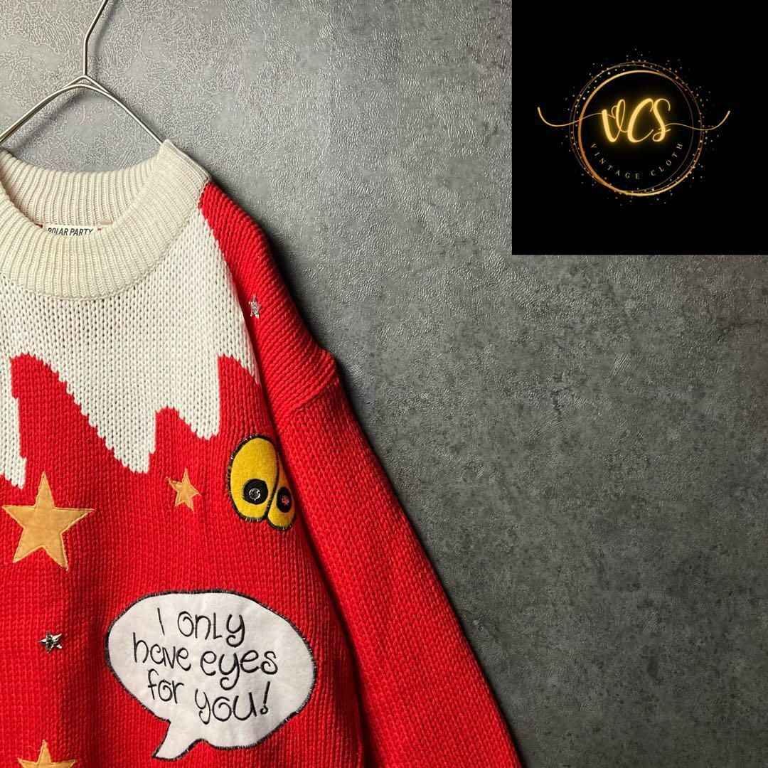 VCstoreのニットはこちらニット　セーター　赤　白　パッチワーク　装飾　奇抜　韓国製　ユニセックス