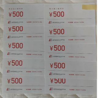 【匿名配送】ユナイテッド&コレクティブ 株主優待券　5000円分(レストラン/食事券)