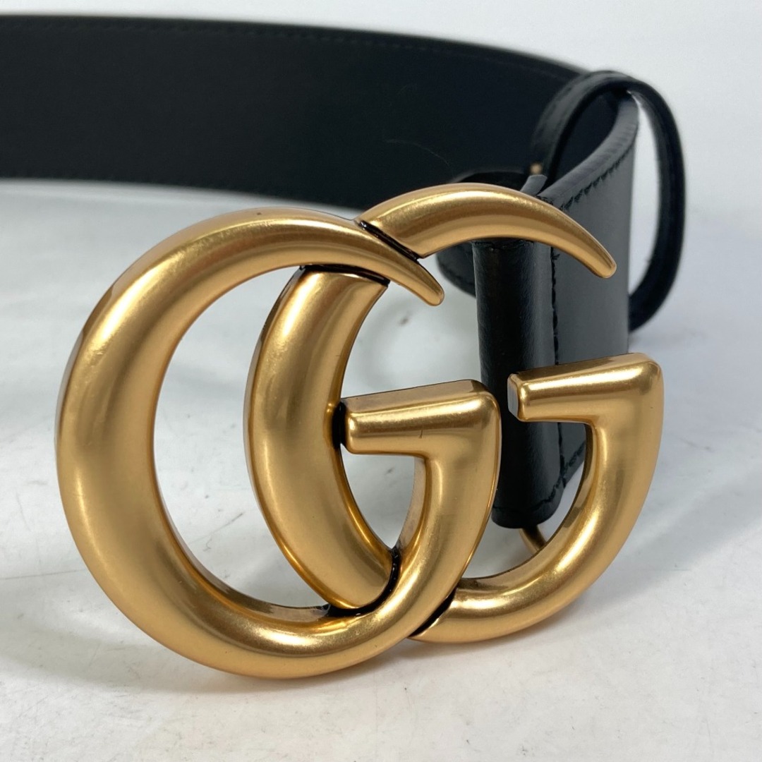 Gucci(グッチ)のグッチ GUCCI GGマーモント 409417 GGバックル ベルト レザー ブラック 美品 レディースのファッション小物(ベルト)の商品写真