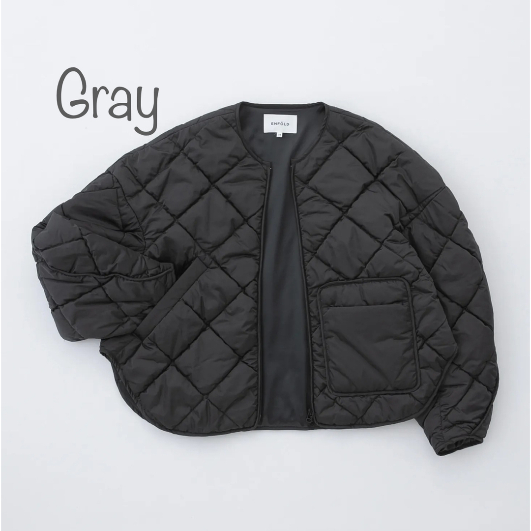 グレーサイズ新品・ENFOLD・完売 希少グレー・SATIN QUILTED JACKET